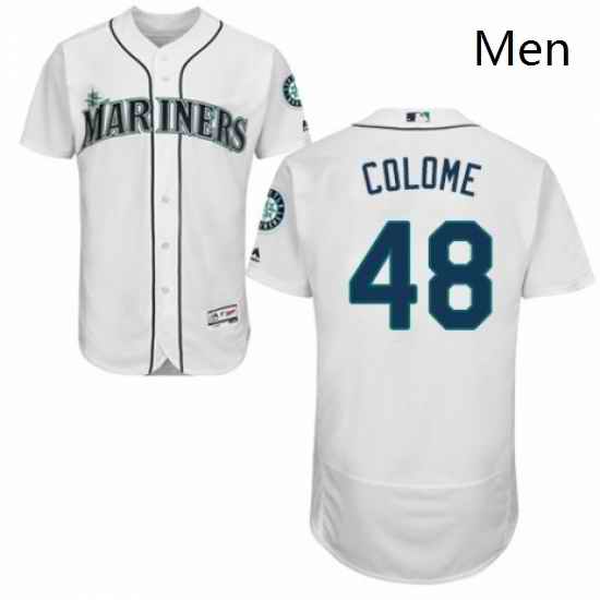 Mens Majestic Seattle Mariners 48 Alex Colome White Home Flex Base Authentic Collection MLB Jersey